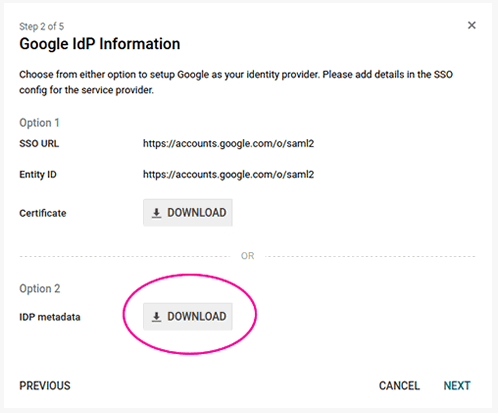 Idp configuration for Google SSO